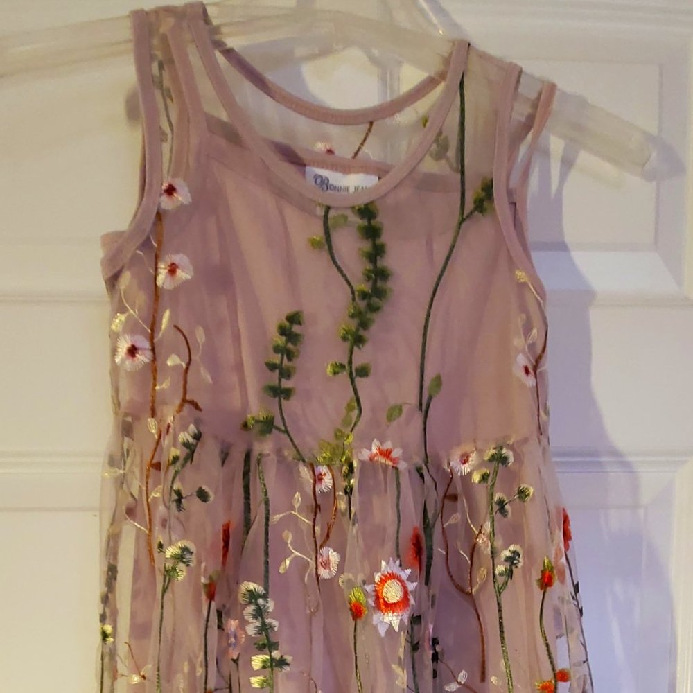Big girls Bonnie Jean (size 10) dress - embroidered floral with slip